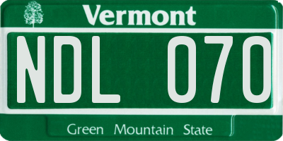 VT license plate NDL070