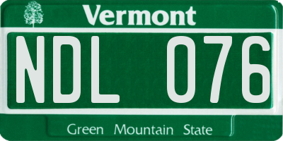 VT license plate NDL076