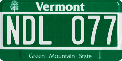 VT license plate NDL077