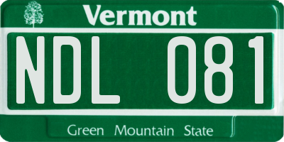 VT license plate NDL081