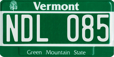 VT license plate NDL085