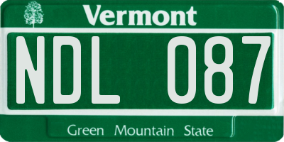 VT license plate NDL087