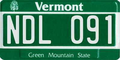VT license plate NDL091