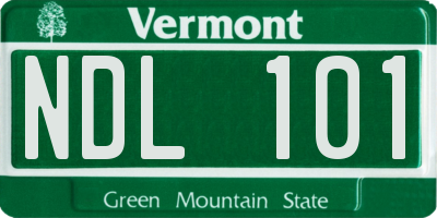 VT license plate NDL101