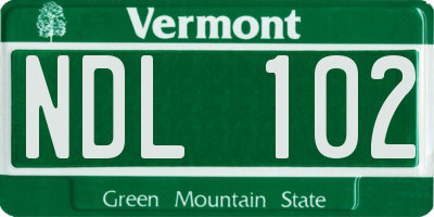 VT license plate NDL102