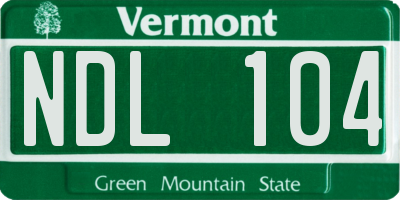 VT license plate NDL104