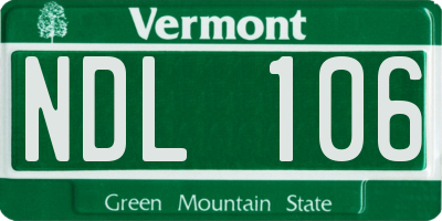 VT license plate NDL106