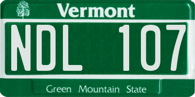 VT license plate NDL107