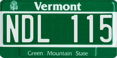 VT license plate NDL115