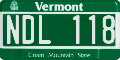 VT license plate NDL118