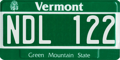 VT license plate NDL122