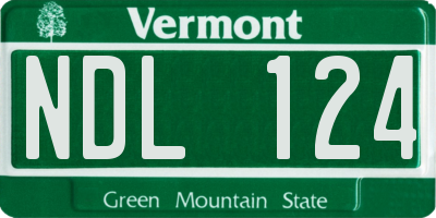 VT license plate NDL124
