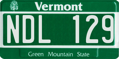 VT license plate NDL129