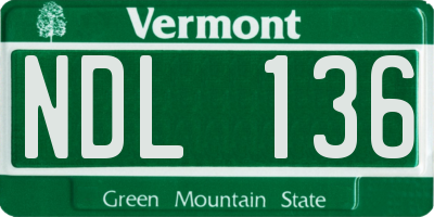 VT license plate NDL136