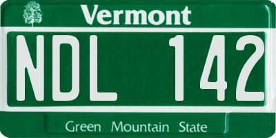VT license plate NDL142