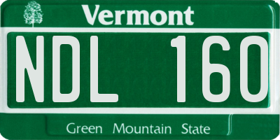VT license plate NDL160