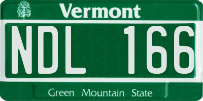 VT license plate NDL166