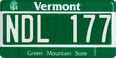 VT license plate NDL177