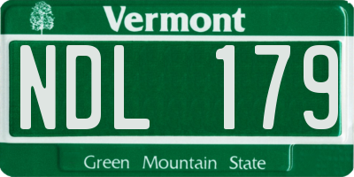 VT license plate NDL179