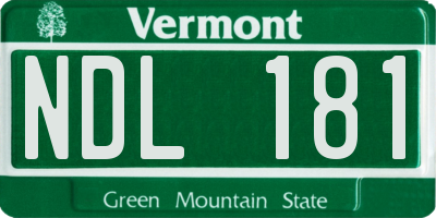 VT license plate NDL181