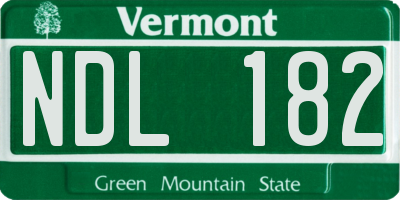VT license plate NDL182