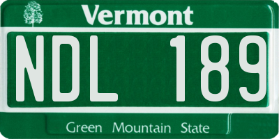 VT license plate NDL189