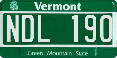 VT license plate NDL190