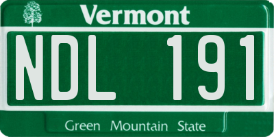 VT license plate NDL191