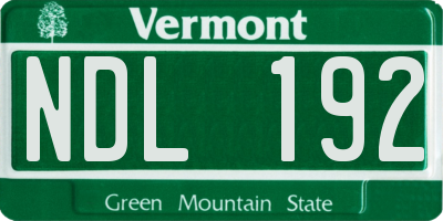 VT license plate NDL192