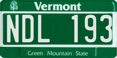 VT license plate NDL193