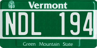 VT license plate NDL194