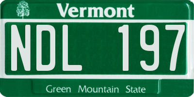VT license plate NDL197