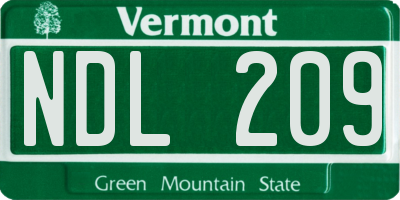 VT license plate NDL209