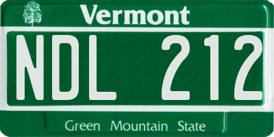 VT license plate NDL212