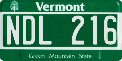 VT license plate NDL216