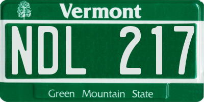 VT license plate NDL217