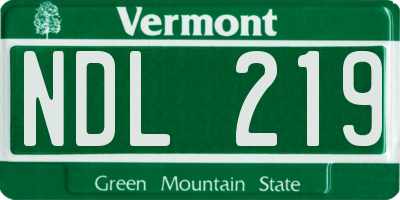 VT license plate NDL219