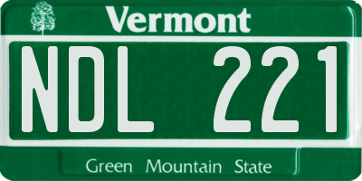 VT license plate NDL221