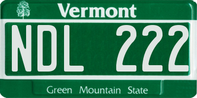 VT license plate NDL222