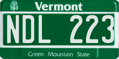 VT license plate NDL223