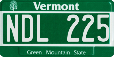 VT license plate NDL225