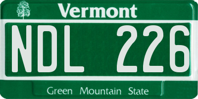 VT license plate NDL226
