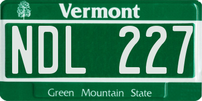 VT license plate NDL227