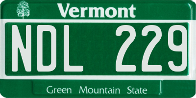 VT license plate NDL229