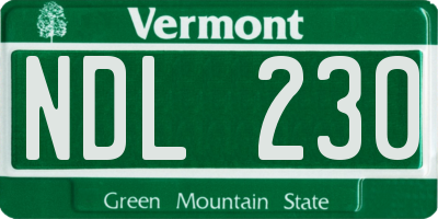 VT license plate NDL230