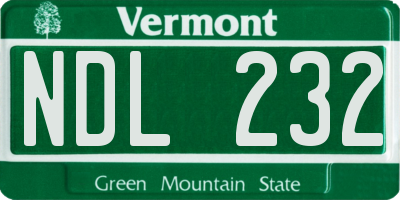 VT license plate NDL232