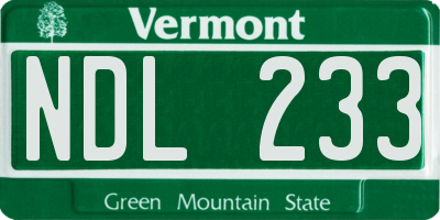 VT license plate NDL233