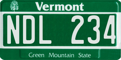 VT license plate NDL234