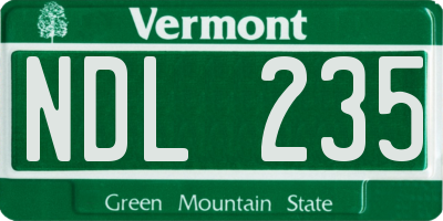 VT license plate NDL235