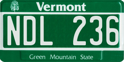VT license plate NDL236